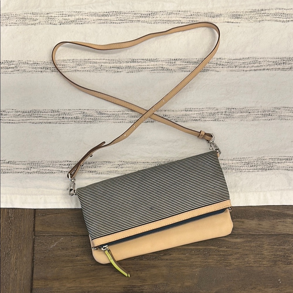 Stella & Dot Striped Tan Crossbody Bag